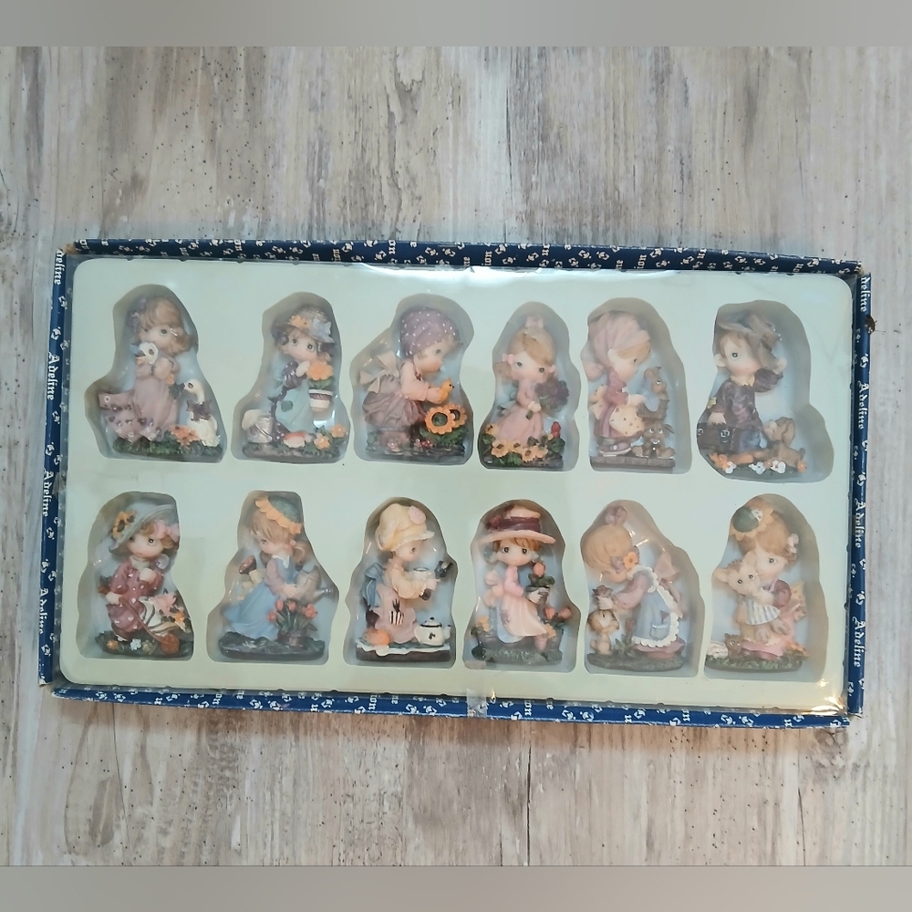Vintage Adeline Collection Ceramic Magnet Set 12 Hand Painted Rare Cottagecore